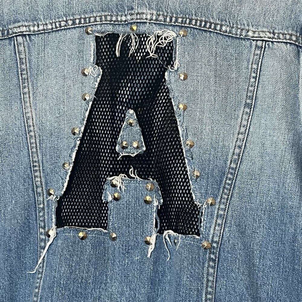 Good American Women’s Denim Jacket Size 2/3 Medium/ Large Blue Letter A Cotton - Picture 10 of 13